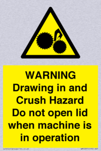 Warning Drawing in and Crush Hazard